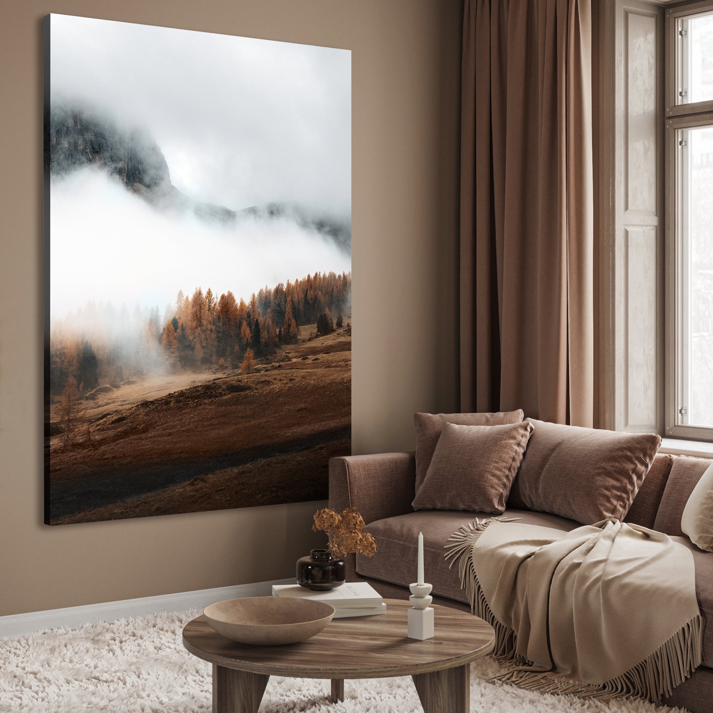 Canvastavla - Hazy Mountains (80X120)
