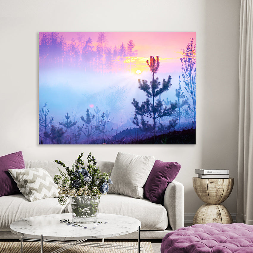 Canvastavla - Sunrise in Forest (70x100)
