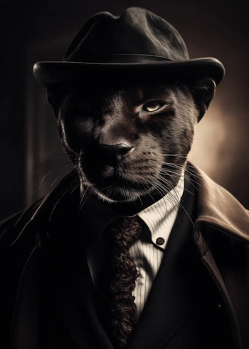Ljuddämpande tavla - Panther in Suit