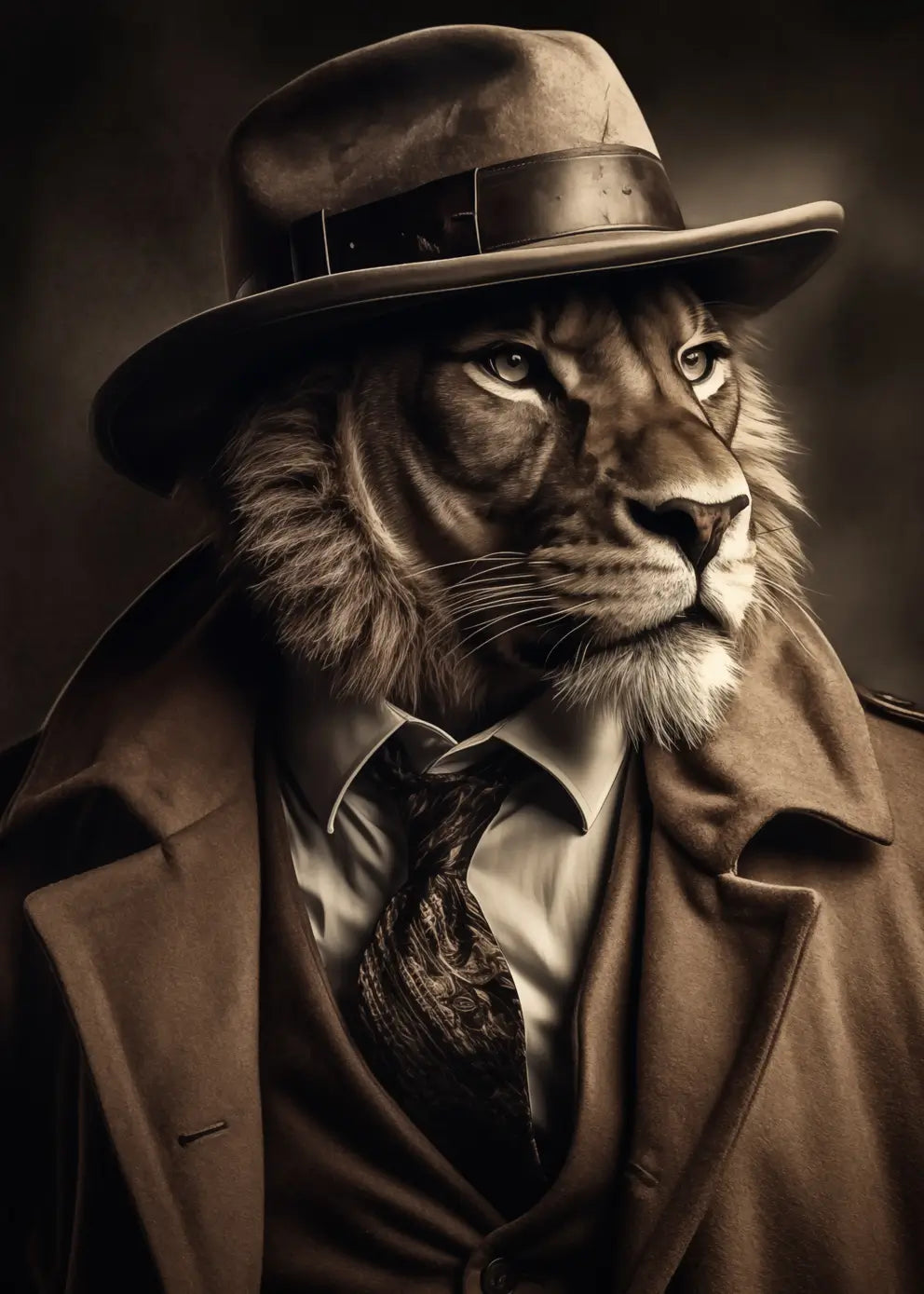 Ljuddämpande tavla - Lion in Suit